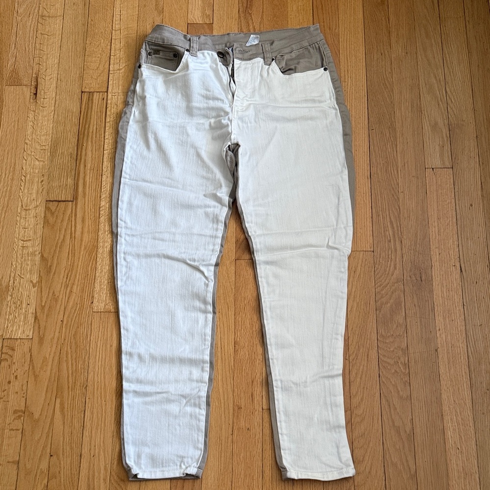 Diane Gilman Two-Tone White and Tan Jeans